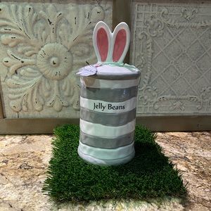 Blue Sky Clayworks Rabbit Ears “Jelly Beans” striped  Canister - Brand new!